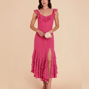 Fuschia Pink Sleeveless Ruffle Dress